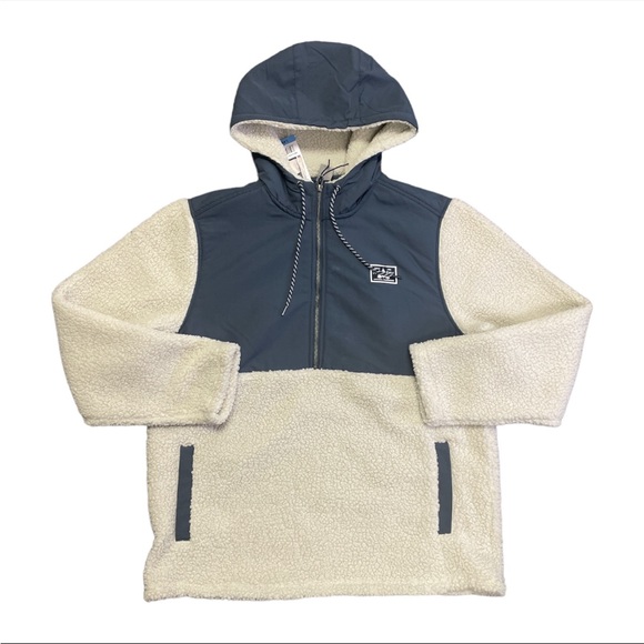 Womens/mens Hurley Sherpa 1/4 zip up jacket cream blue color size ext large new - Picture 2 of 3